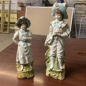 Antique Porcelain Royal Rudolstadt Girl & G. Heubach Boy